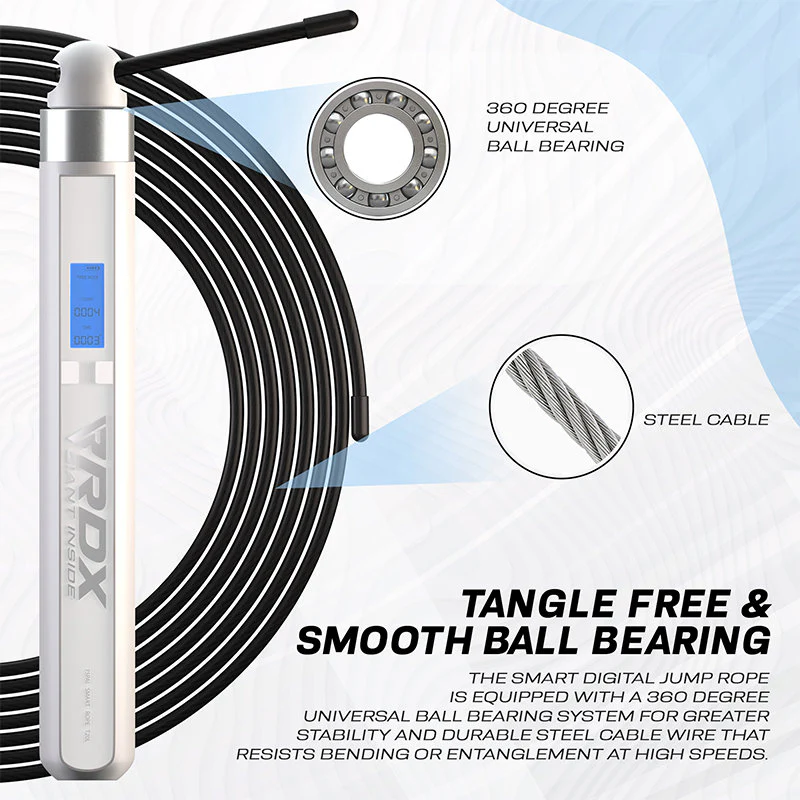 RDX 75P Rechargeable 10.3ft Smart Digital Counter Skipping Rope with USB & App - Image 6