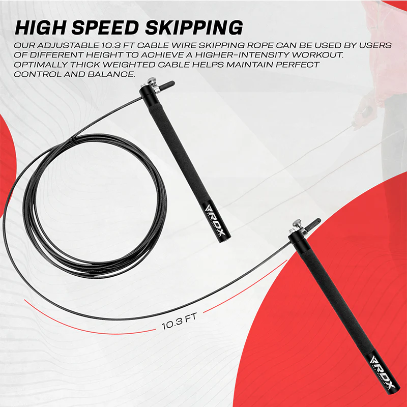 RDX C3 Adjustable 10.3ft Skipping Rope with Non-Slip Handles - Image 3