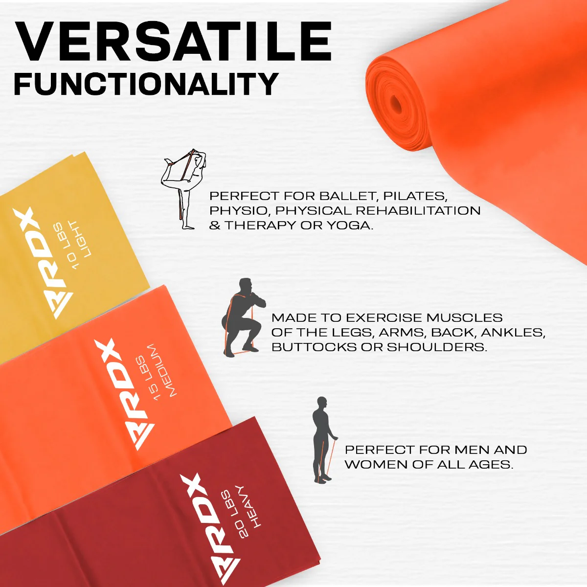 RDX B4 TPE Flat Resistance Training Bands Set - Image 4