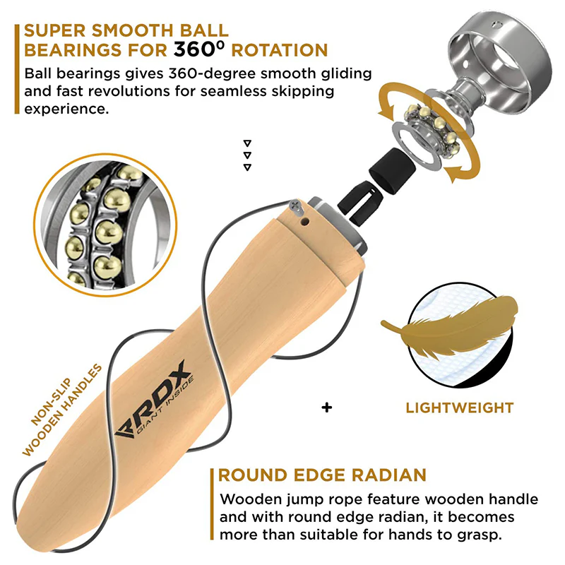 RDX BR 10.3ft Wooden Handles Skipping Rope - Image 3