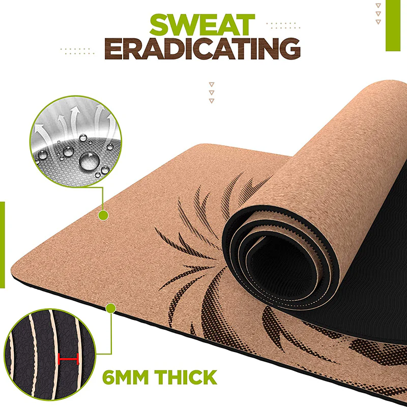 RDX D1 6mm Cork Yoga Mat - Image 6