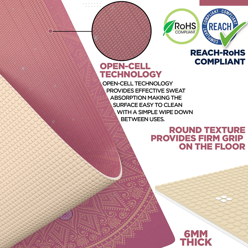 RDX D3 Iris 6mm PVC Yoga Mat Pink Sundial - Image 5