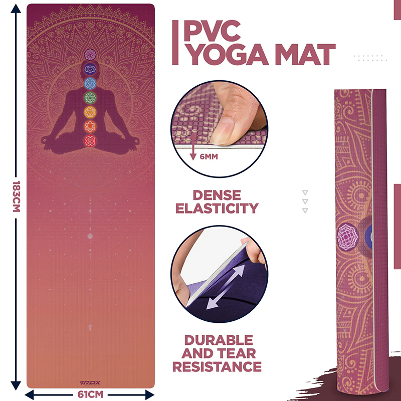 RDX D3 Iris 6mm PVC Yoga Mat Pink Sundial - Image 6