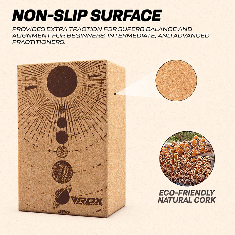 RDX D4 Cork Yoga Block Non-Slip Brick - Image 2