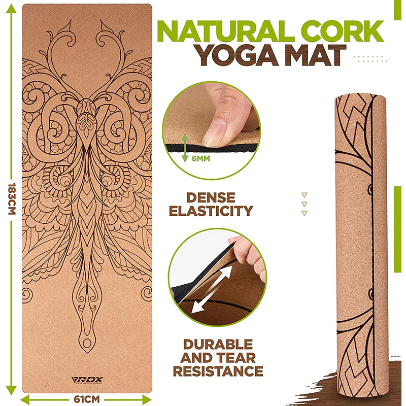 RDX D5 6mm Cork Yoga Mat - Image 4