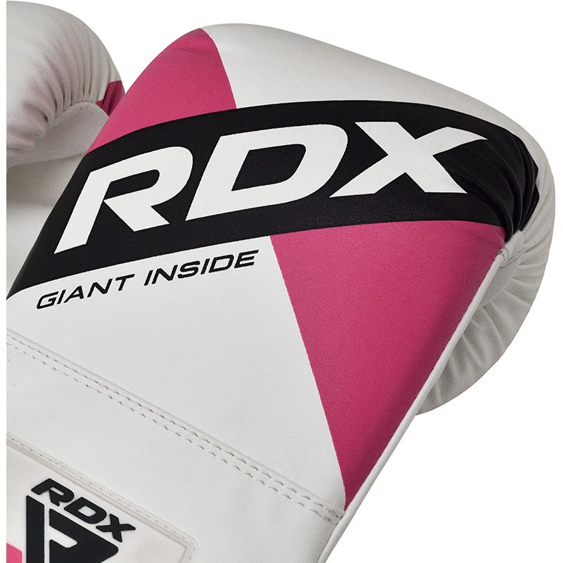 RDX F10 Boxing Bag Gloves White/Pink - Image 3