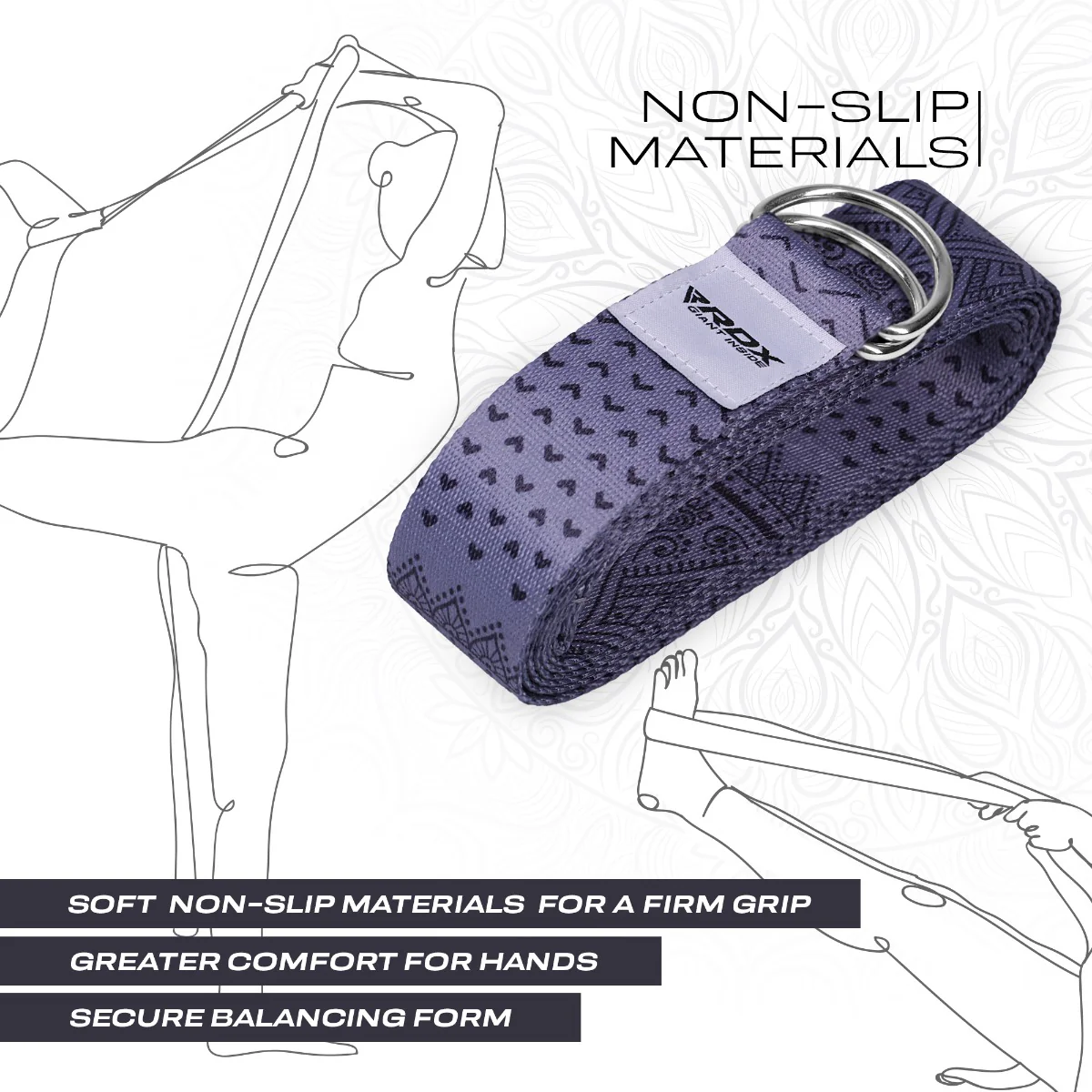 RDX F11 D-Ring Steel Buckle Cotton Yoga Strap - Image 5