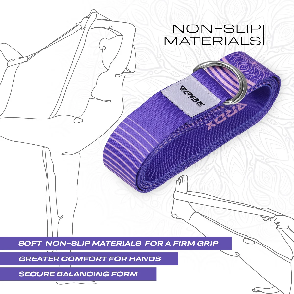 RDX F12 D-Ring Steel Buckle Cotton Yoga Strap - Image 5
