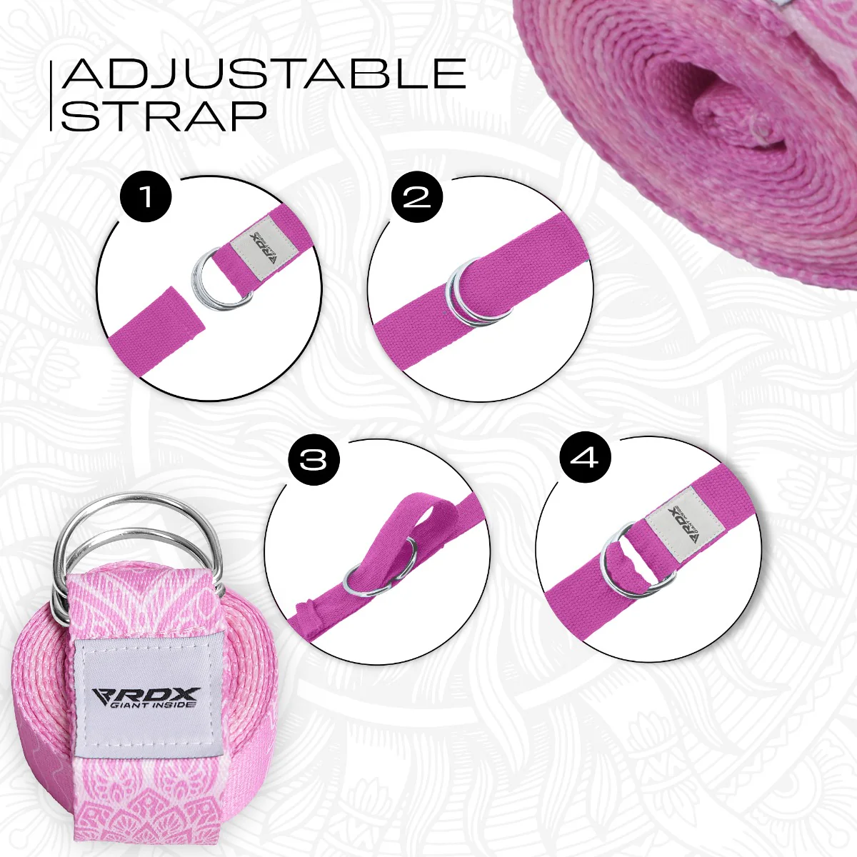 RDX F13 D-Ring Steel Buckle Cotton Yoga Strap - Image 7