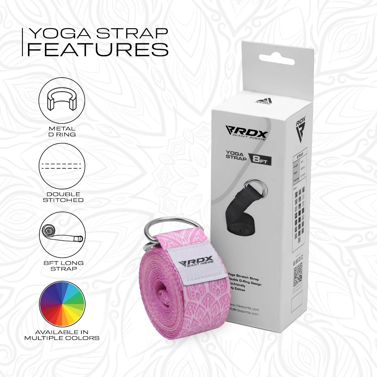 RDX F13 D-Ring Steel Buckle Cotton Yoga Strap - Image 8