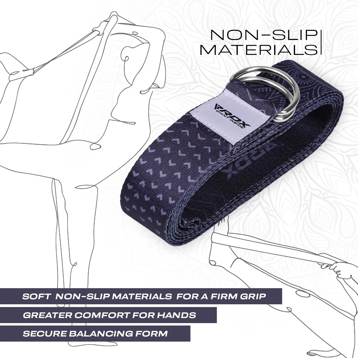 RDX F15 D-Ring Steel Buckle Cotton Yoga Strap - Image 6