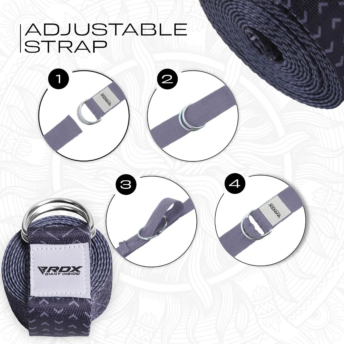 RDX F15 D-Ring Steel Buckle Cotton Yoga Strap - Image 7