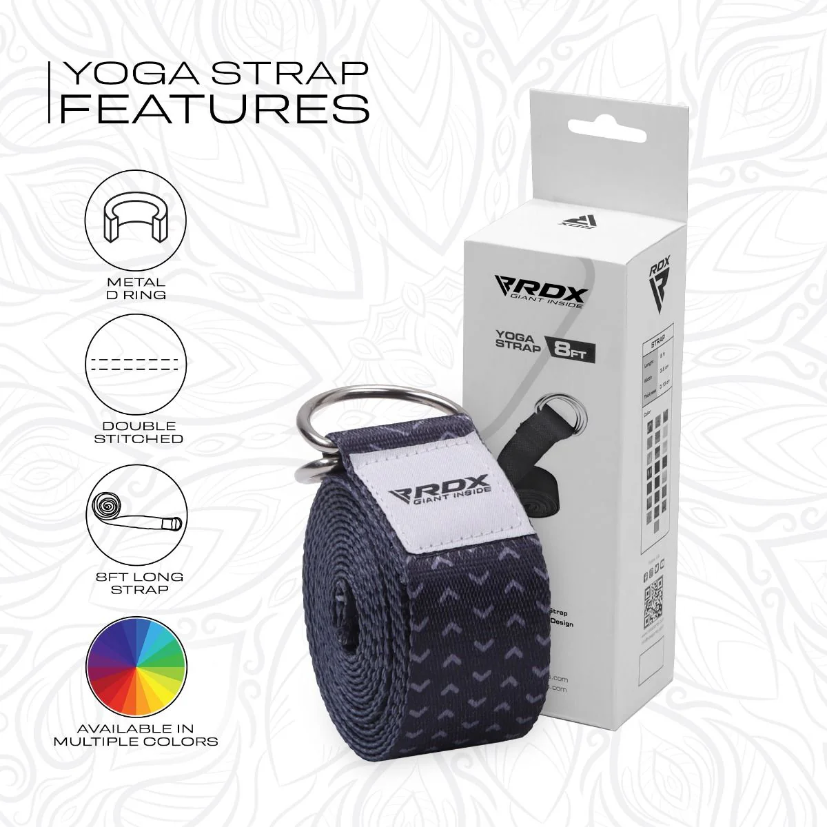 RDX F15 D-Ring Steel Buckle Cotton Yoga Strap - Image 8