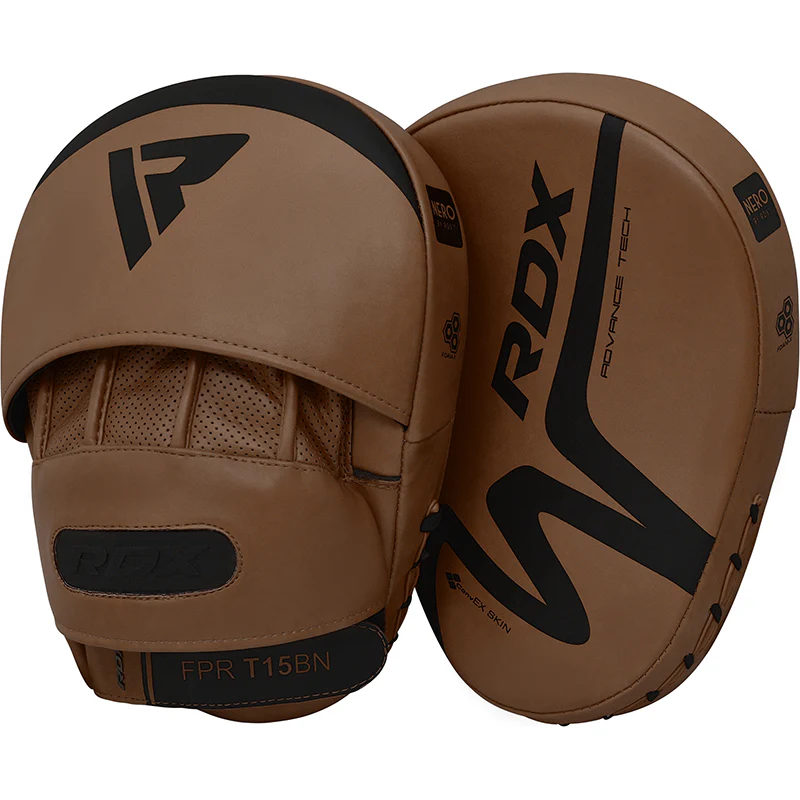 RDX T15 Nero Brown Boxing Gloves & Focus Pads - Image 6