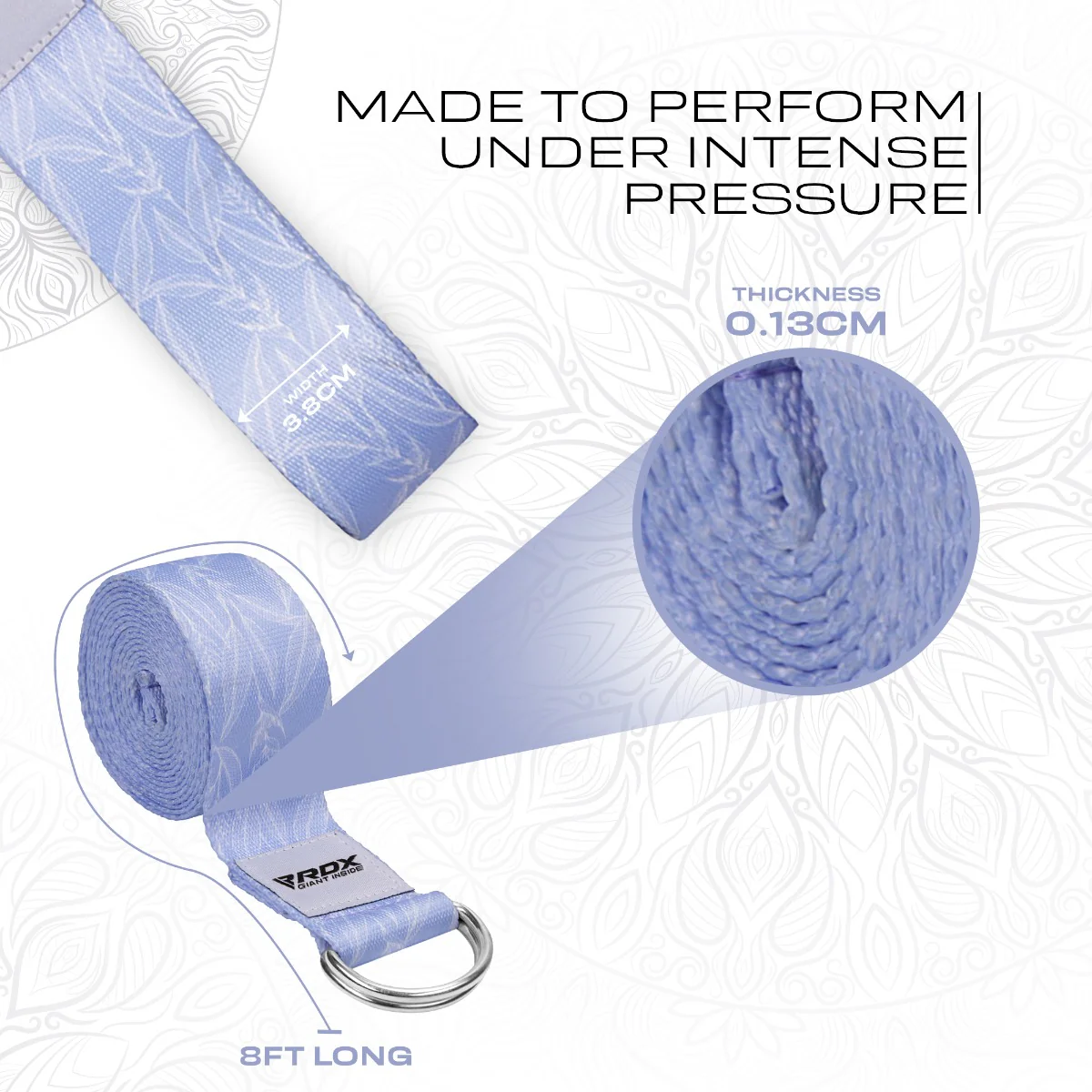 RDX F17 D-Ring Steel Buckle Cotton Yoga Strap - Image 3