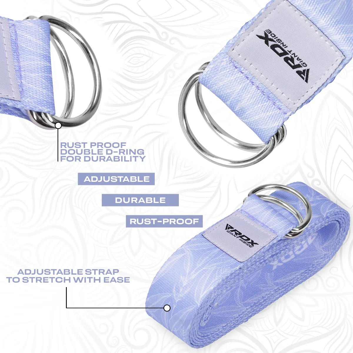 RDX F17 D-Ring Steel Buckle Cotton Yoga Strap - Image 4