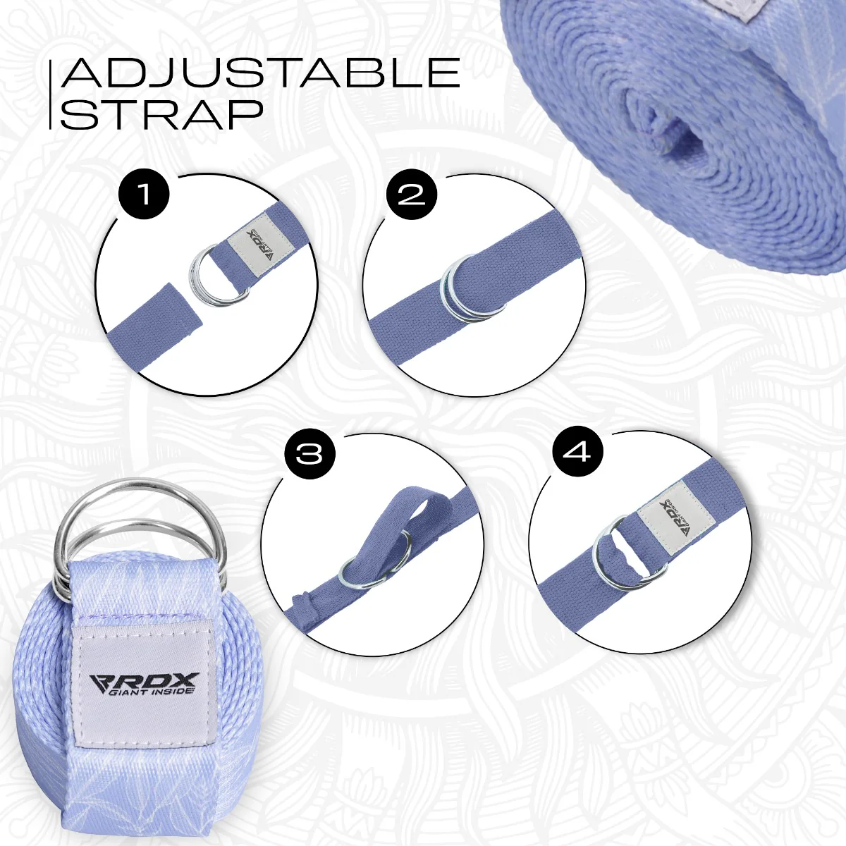 RDX F17 D-Ring Steel Buckle Cotton Yoga Strap - Image 6