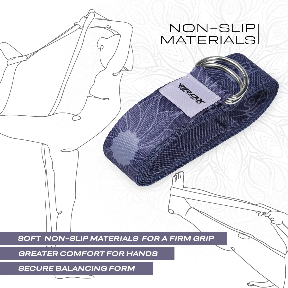 RDX F18 D-Ring Steel Buckle Cotton Yoga Strap - Image 5