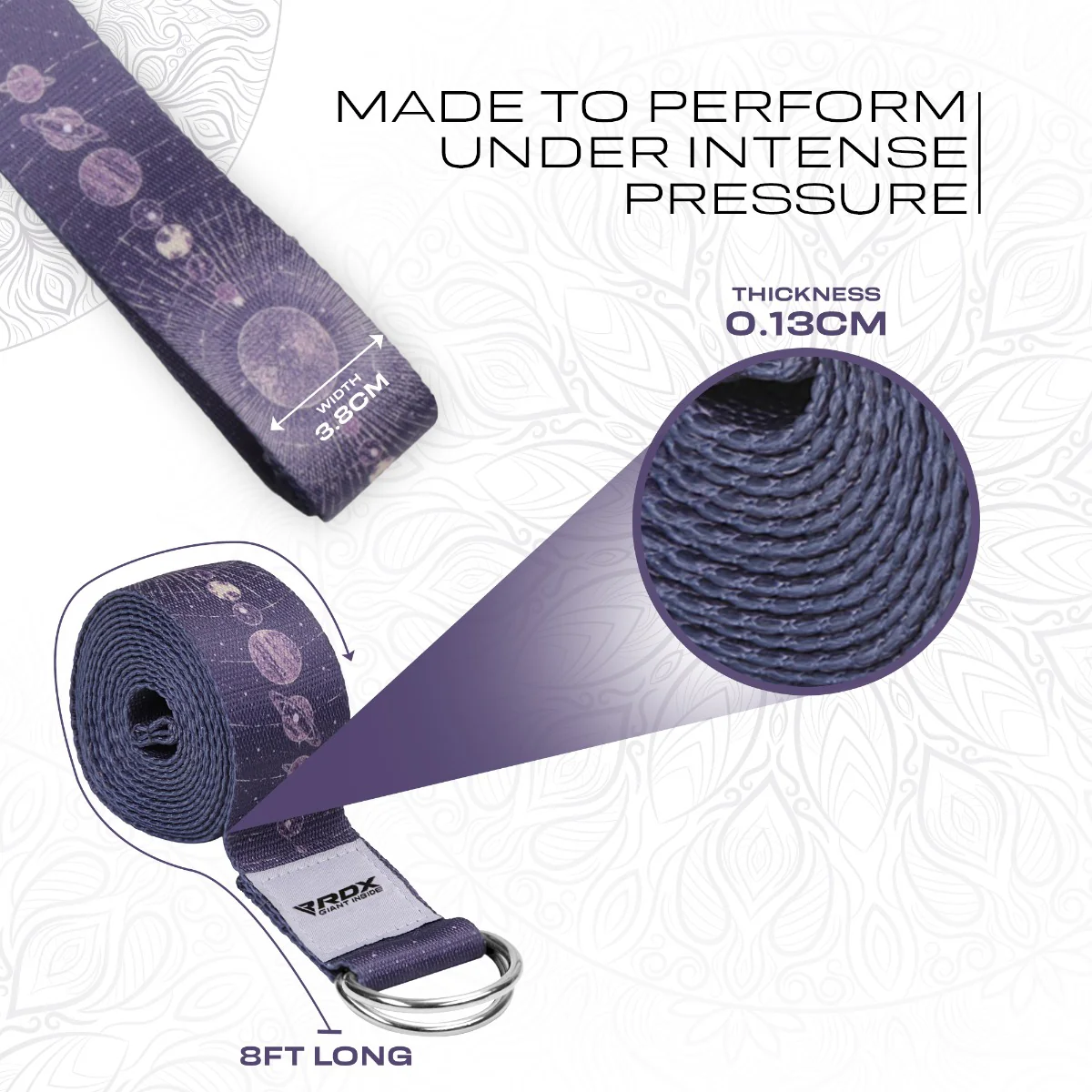 RDX F19 D-Ring Steel Buckle Cotton Yoga Strap - Image 3