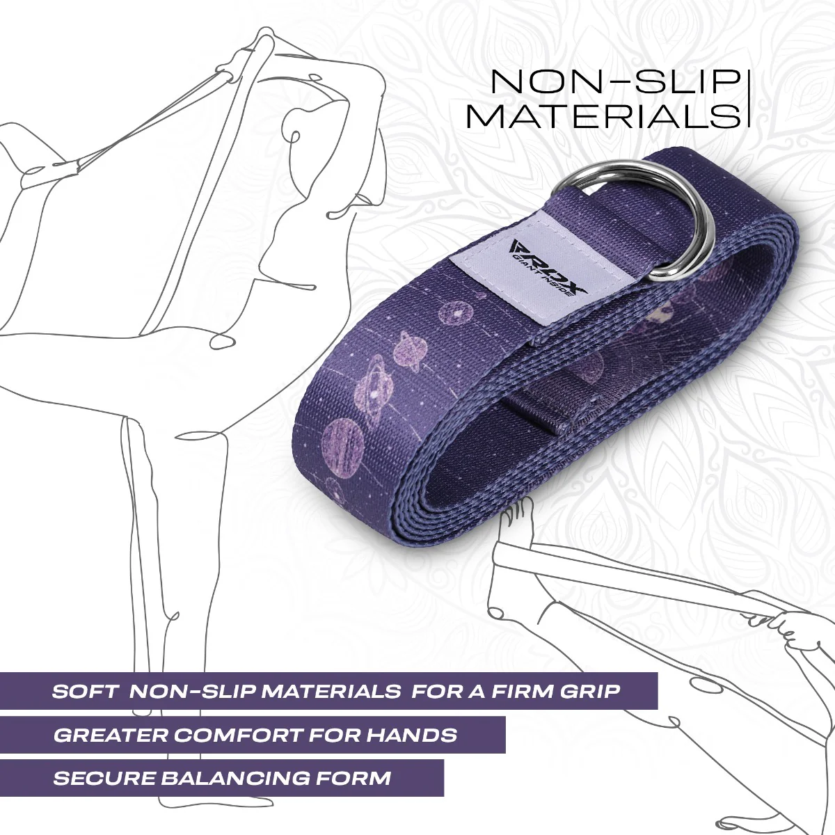 RDX F19 D-Ring Steel Buckle Cotton Yoga Strap - Image 5