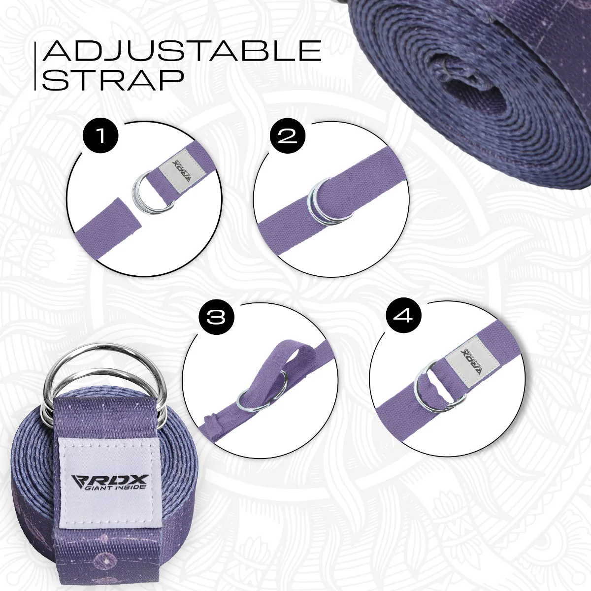 RDX F19 D-Ring Steel Buckle Cotton Yoga Strap - Image 6