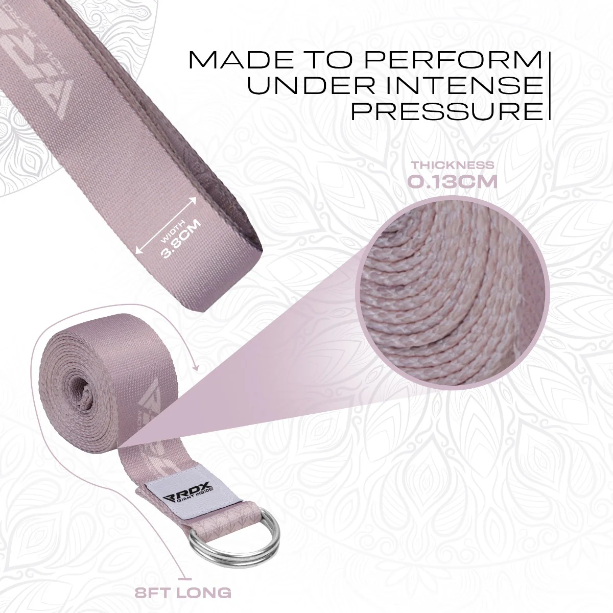 RDX F22 D-Ring Steel Buckle Cotton Yoga Strap - Image 3