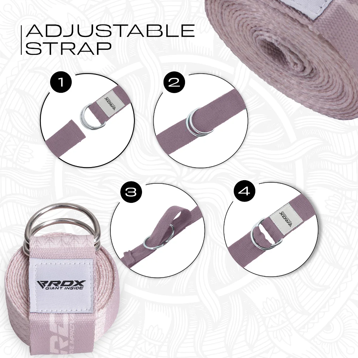 RDX F22 D-Ring Steel Buckle Cotton Yoga Strap - Image 6