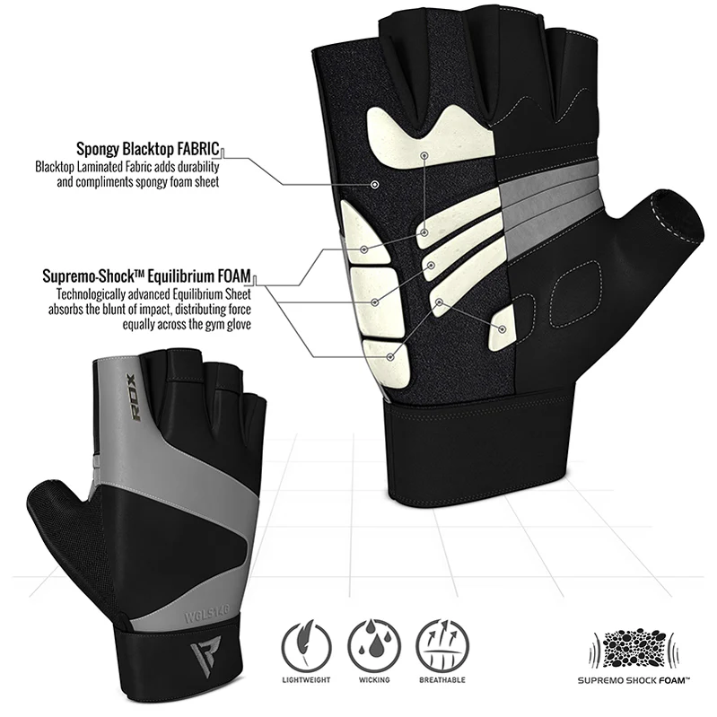 RDX S14 Leather Gym Gloves - Image 7