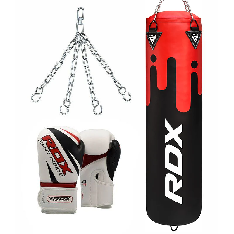RDX F9 4ft / 5ft 3-in-1 Punch Bag & Gloves Red / Black / White Set - Image 18