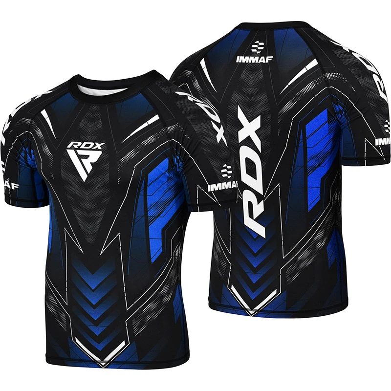 RDX IMMAF Approved Half Sleeves Compression Shirt Blue - Image 3