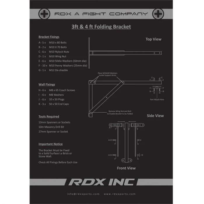 RDX X3 Folding Black Wall Bracket - Image 7