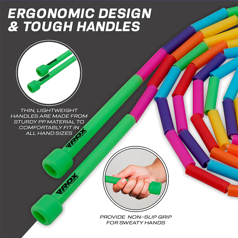 RDX BR Rainbow Color Braided Nylon Tangle-Free 10ft Kids Skipping Rope - Image 2