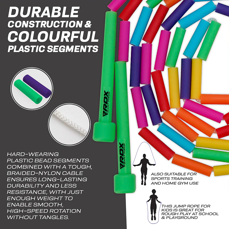 RDX BR Rainbow Color Braided Nylon Tangle-Free 10ft Kids Skipping Rope - Image 3