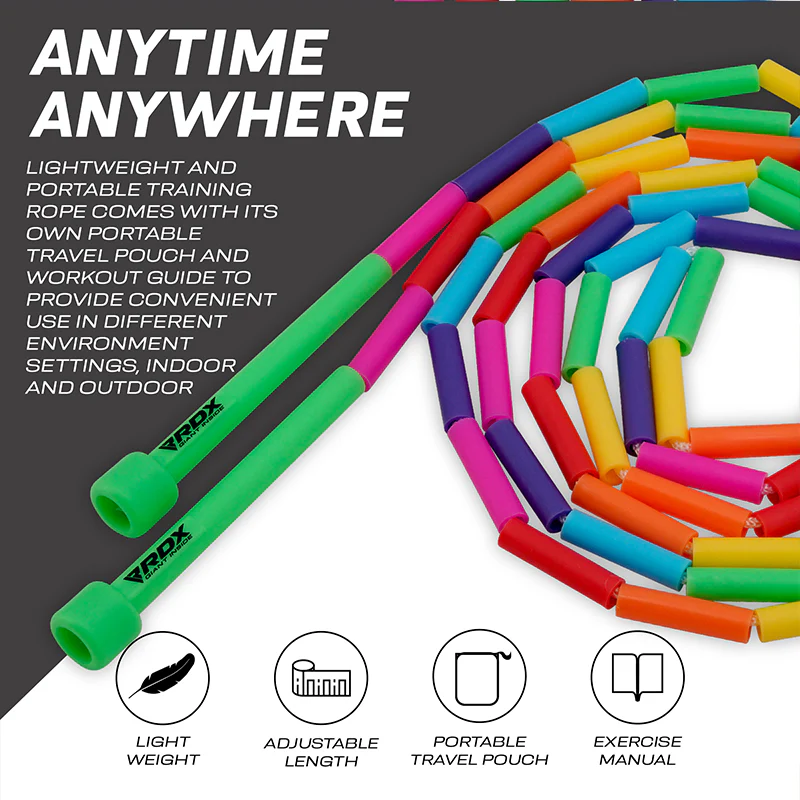 RDX BR Rainbow Color Braided Nylon Tangle-Free 10ft Kids Skipping Rope - Image 5