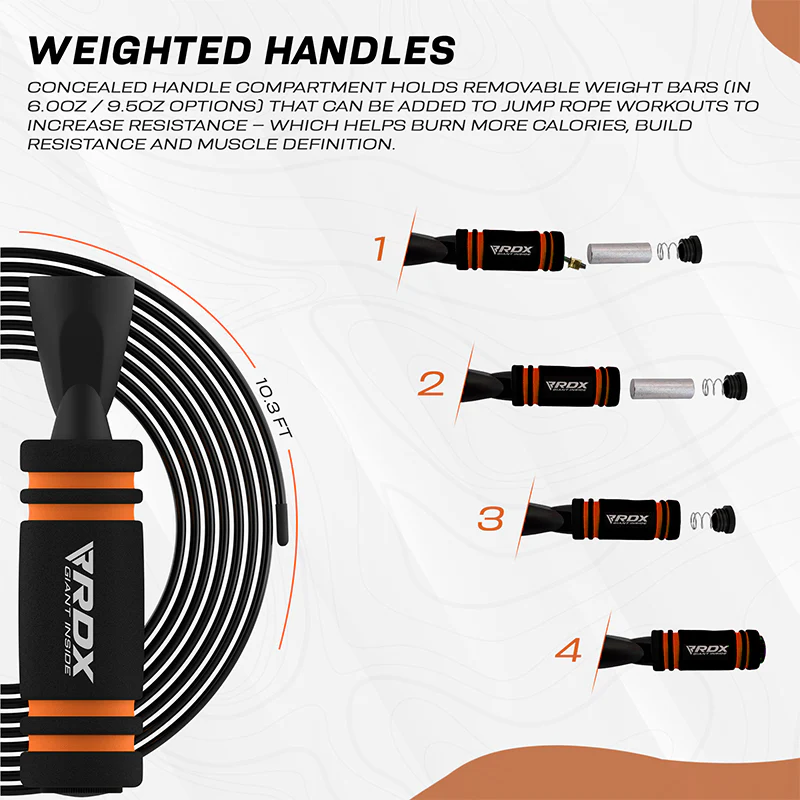 RDX X2 Adjustable 10.3ft Non-Slip Memory Foam Soft Handles Skipping Rope - Image 7