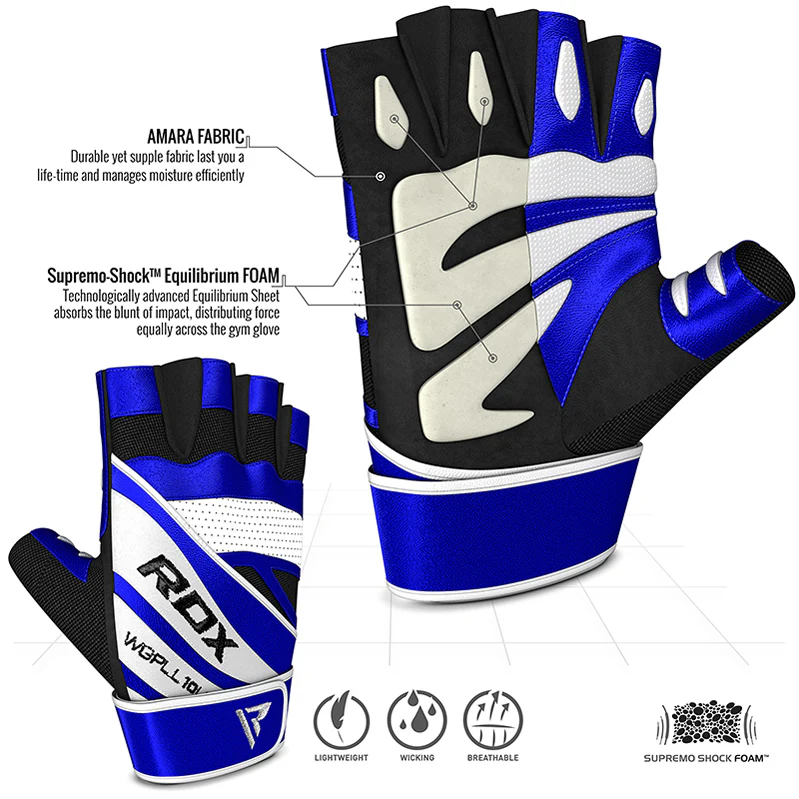 RDX L10 Leather Gym Gloves with Wrist Strap - Image 2