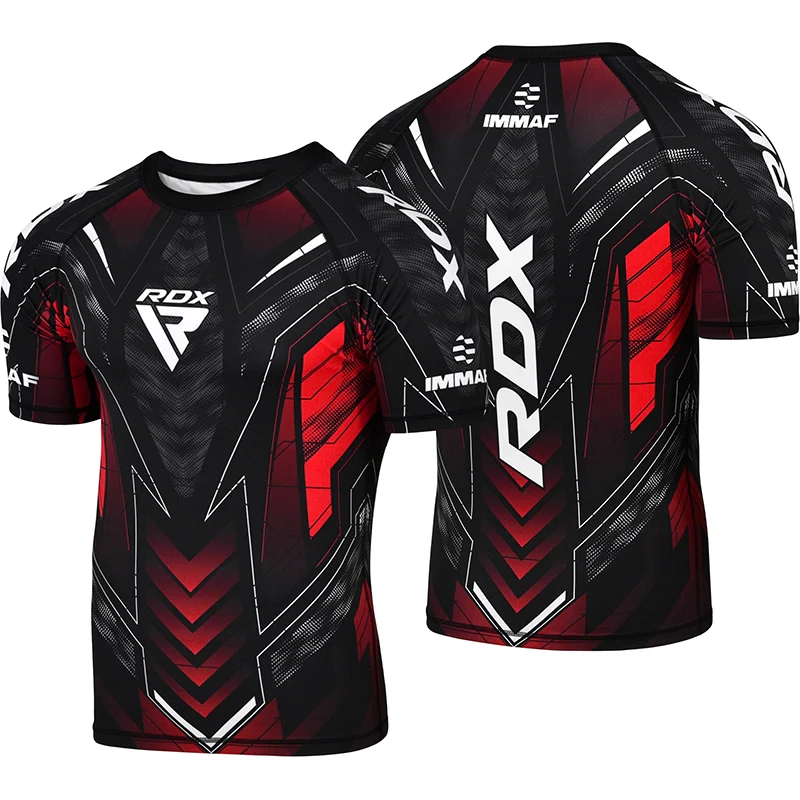 RDX IMMAF Approved Half Sleeves Compression Shirt Red - Image 3