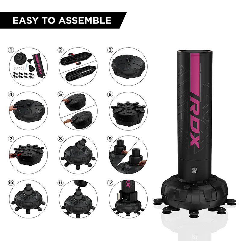 RDX F6 Kara Pink & Black 6Ft Free Standing Punch Bag With Mitts - Image 4