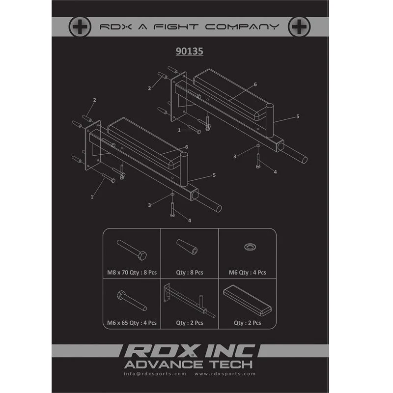 RDX X1 Wall Mounted Padded Dip Bar - Image 7