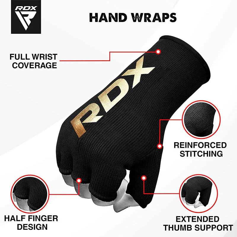 RDX HY Inner Gloves Elasticated Half Finger for Boxing, MMA Knuckle Protection OEKO-TEX® Standard 100 certified - Image 4