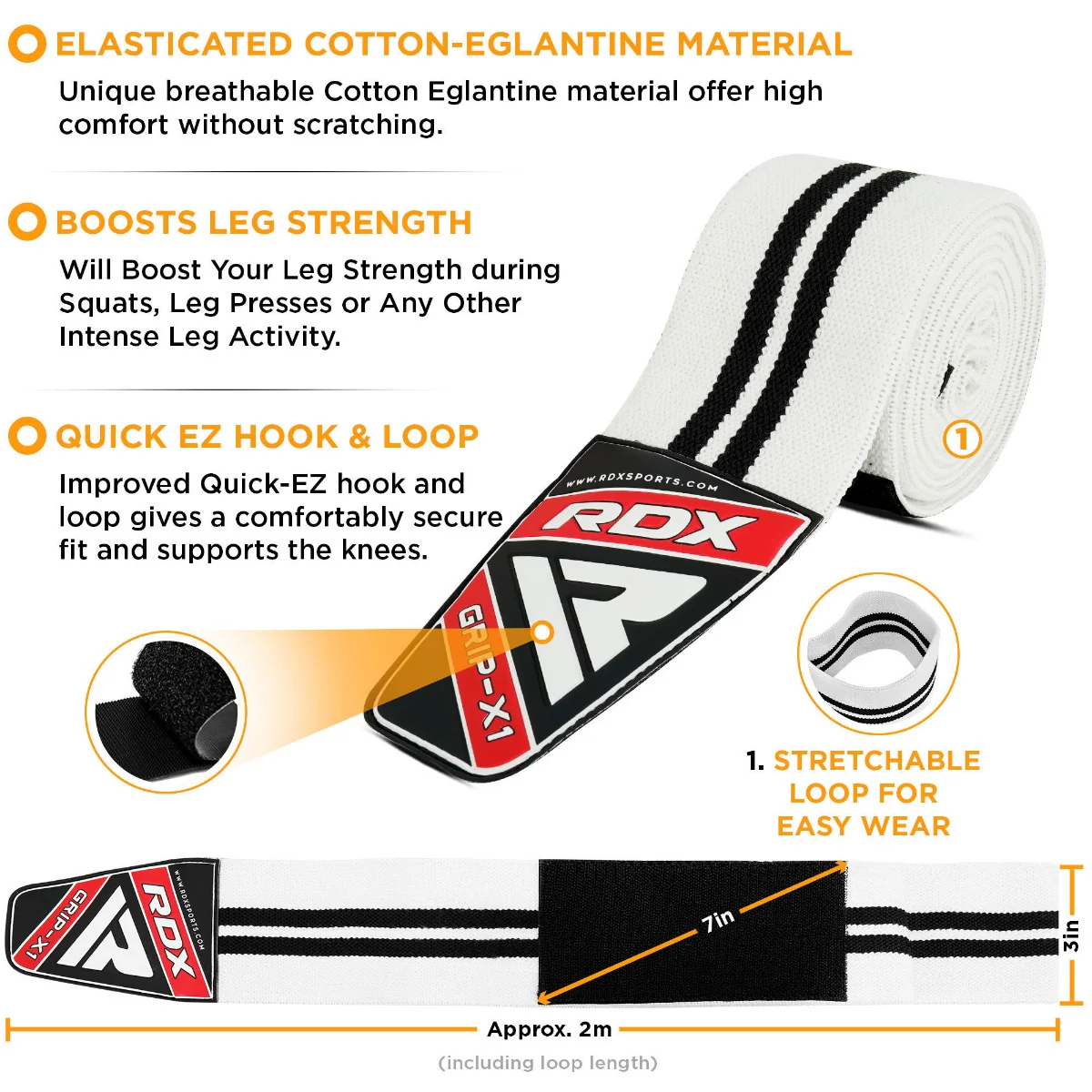 RDX K1 Elasticated Knee Compression Bandage Wraps OEKO-TEX® Standard 100 certified - Image 4