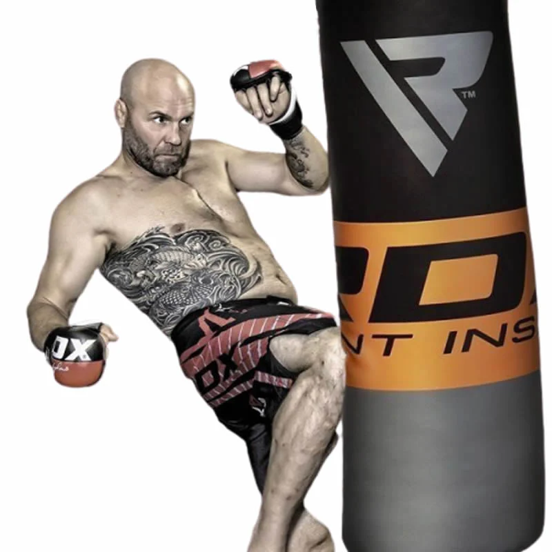 RDX F12 4ft / 5ft 3-in-1 Punch Bag & Mitts Black / Orange / Gray / White Set - Image 2