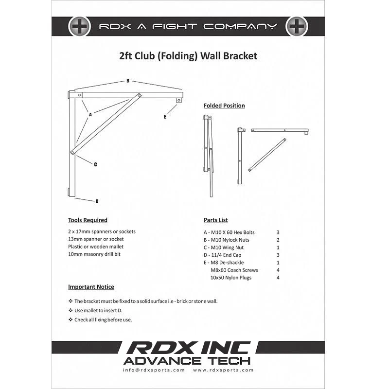 RDX X2B Folding Wall Bracket - Image 4