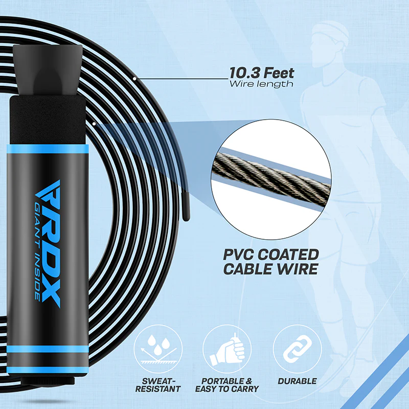 RDX SR Adjustable 10.3ft Non-Slip Memory Foam Soft Handles Skipping Rope - Image 12