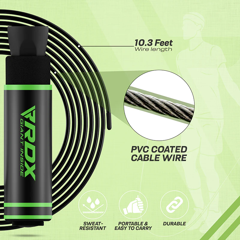 RDX SR Adjustable 10.3ft Non-Slip Memory Foam Soft Handles Skipping Rope - Image 6