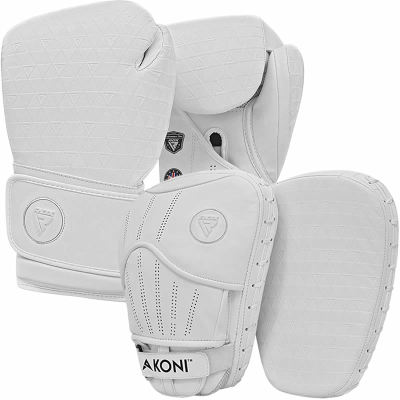 RDX T12 Akoni White Boxing Gloves & Focus Pads - Image 17
