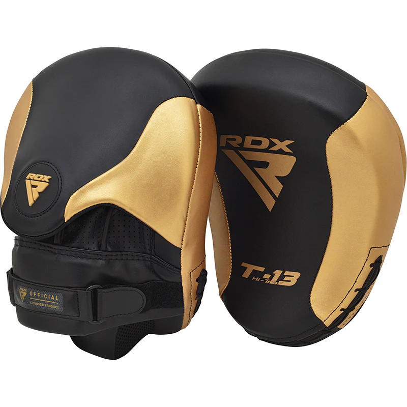 RDX T13 Boxing Gloves & Focus Pads Golden / Black - Image 14