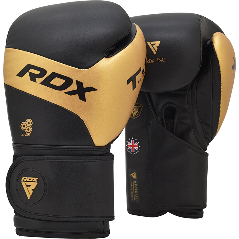 RDX T13 Boxing Gloves & Focus Pads Golden / Black - Image 2