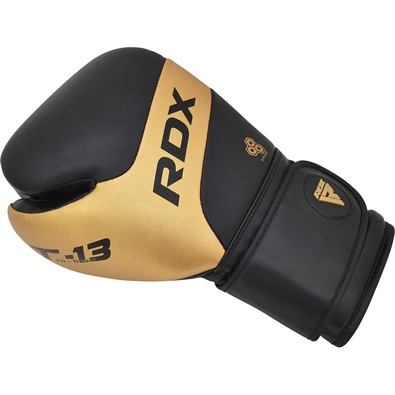 RDX T13 Boxing Gloves & Focus Pads Golden / Black - Image 3