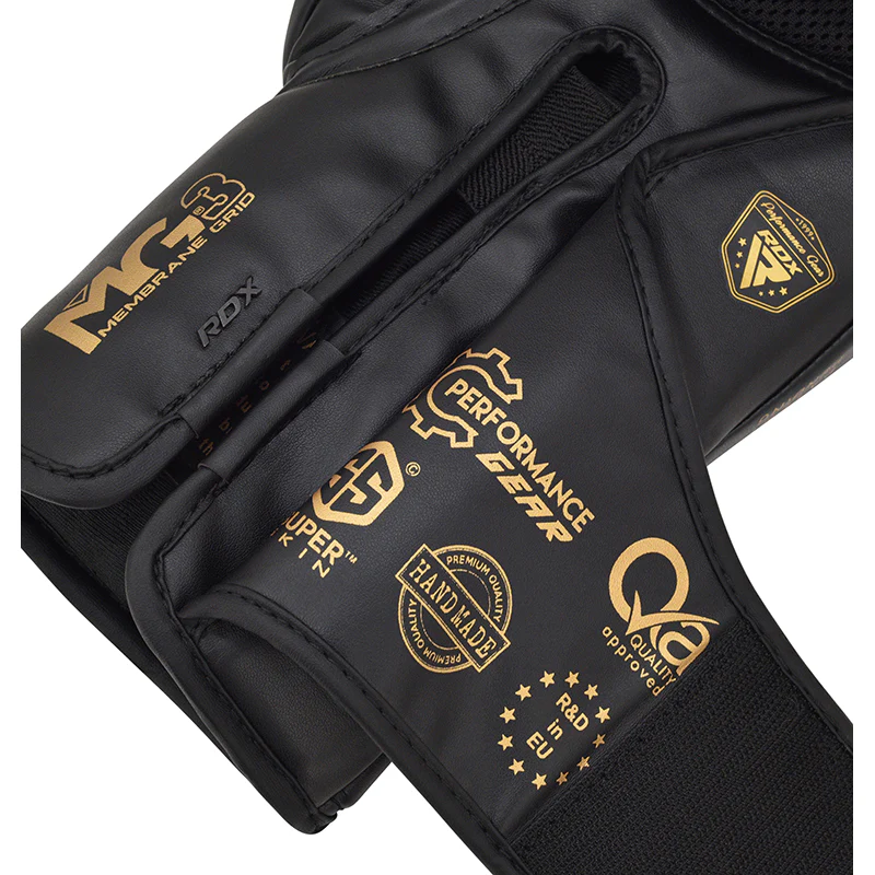 RDX T13 Boxing Gloves & Focus Pads Golden / Black - Image 8